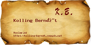 Kolling Bernát névjegykártya